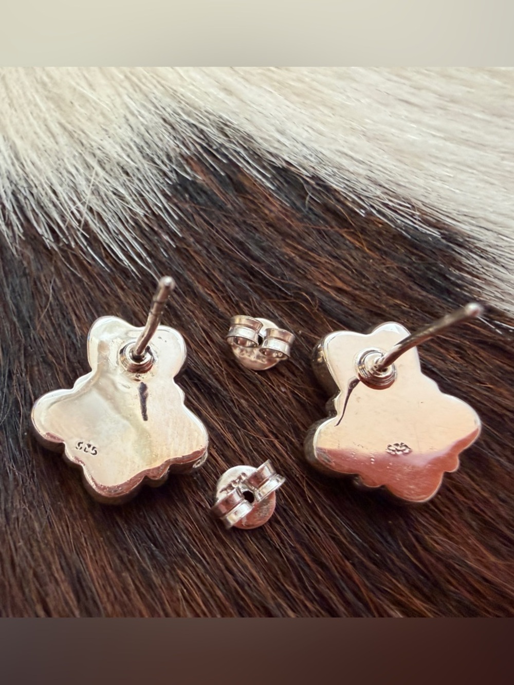 ❤️ Wild Horse Jasper Hearts & Kingman Turquoise 925 Navajo Style Stud Earrings - Picture 4 of 13